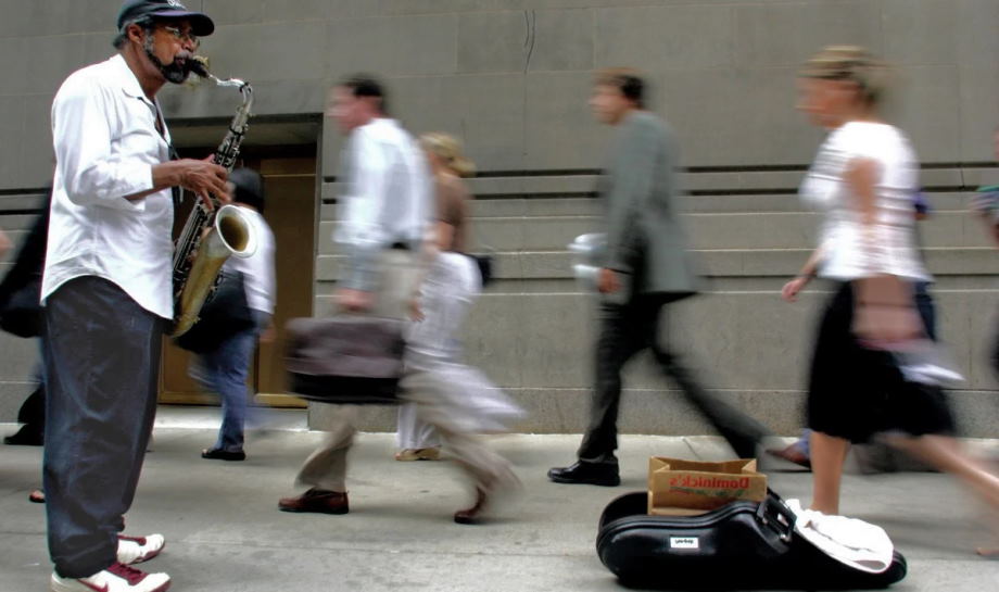 playing music on the street